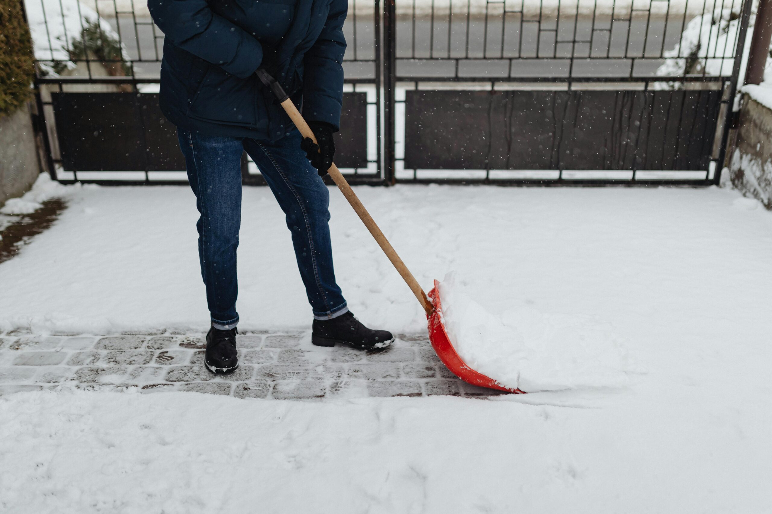 Man is shoveling the snow